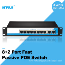 Factory price 100M 8+2 port passive poe switch for IP camera